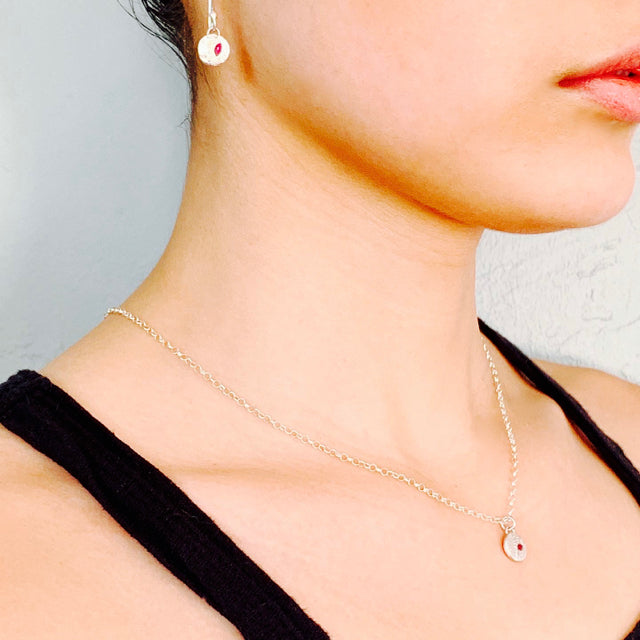 Fern Pattern & Ruby Earrings