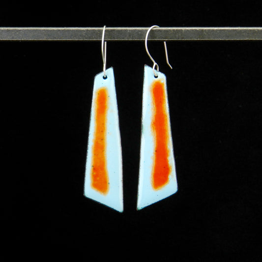 Geo Stripe Long Dangle Enameled Earrings