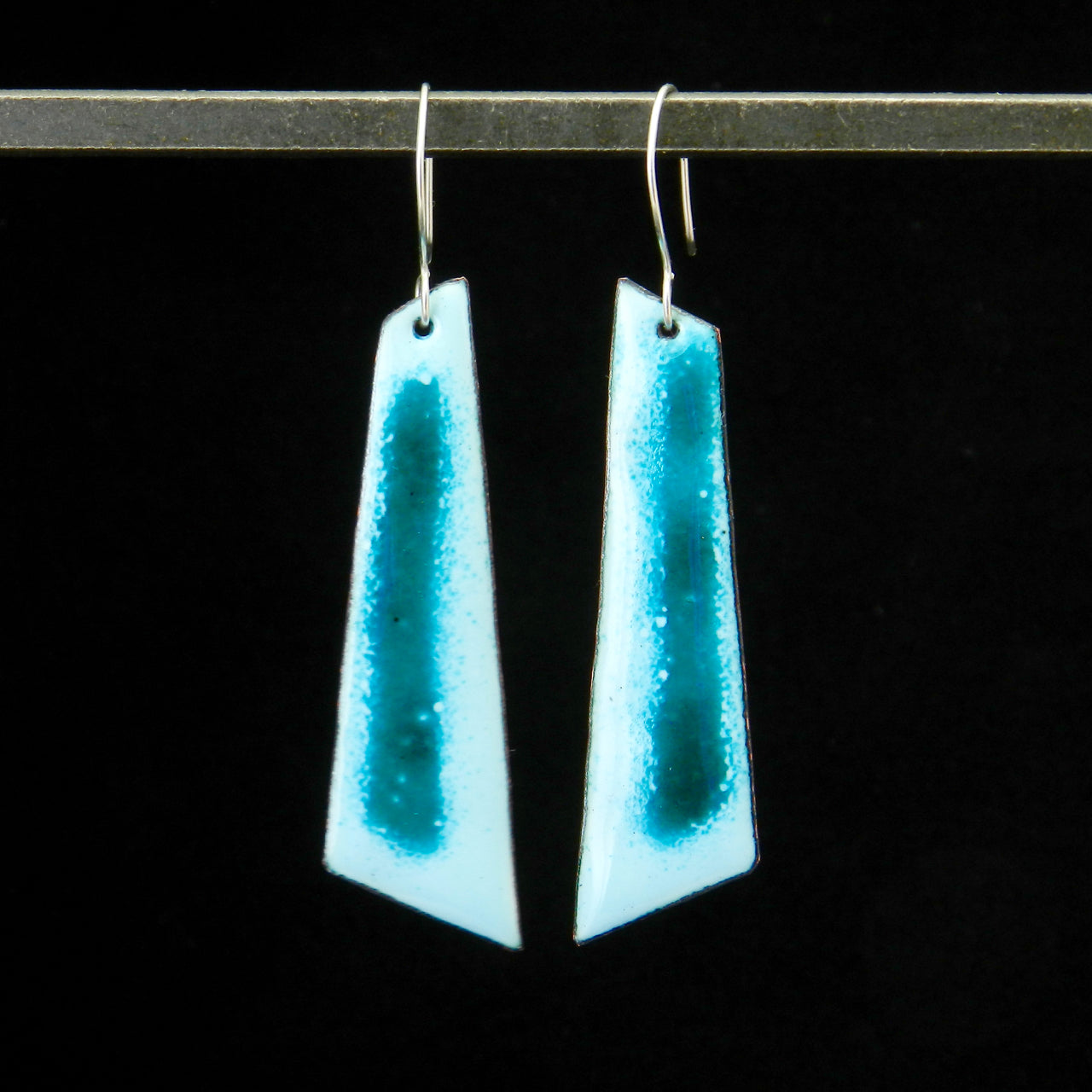 Geo Stripe Long Dangle Enameled Earrings