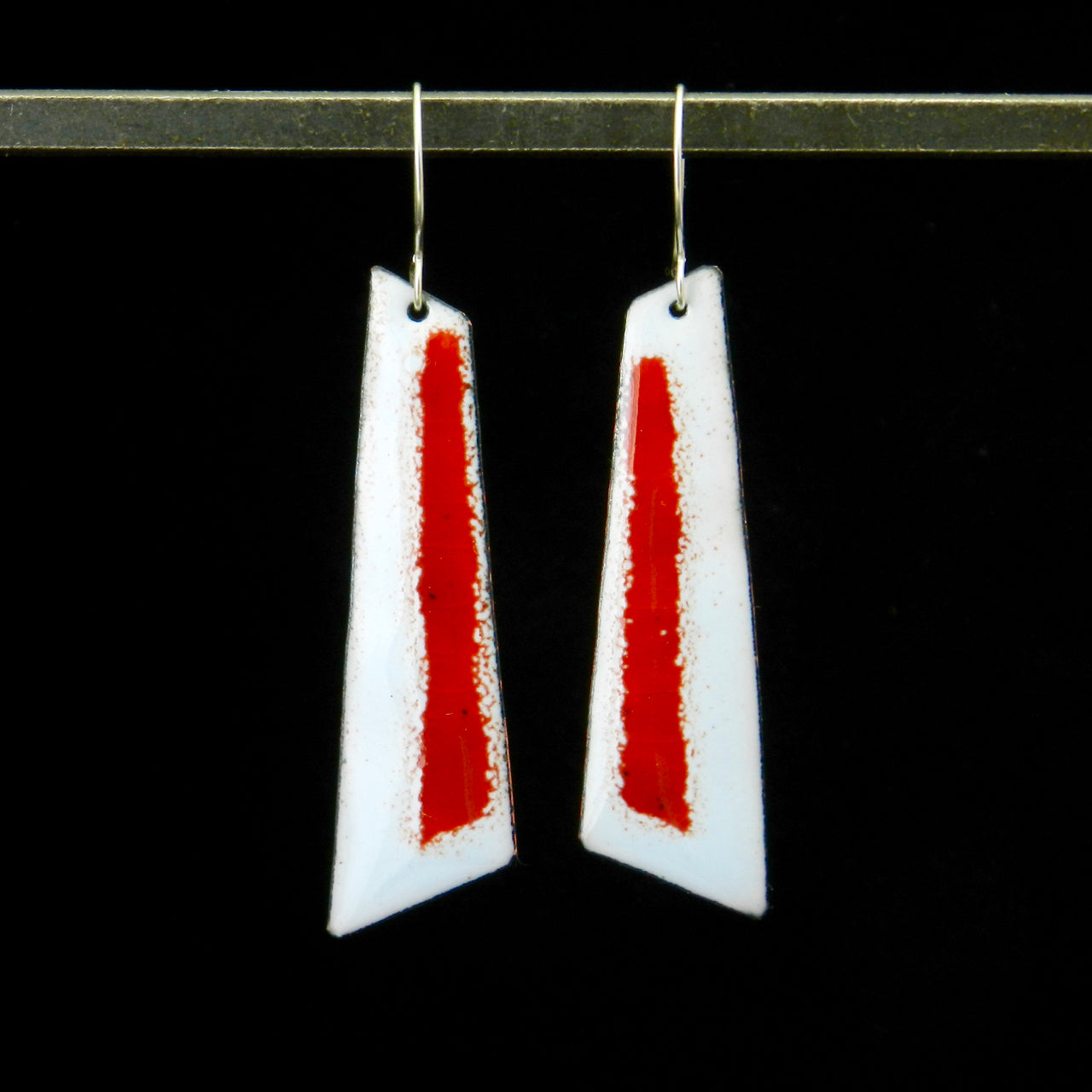Geo Stripe Long Dangle Enameled Earrings