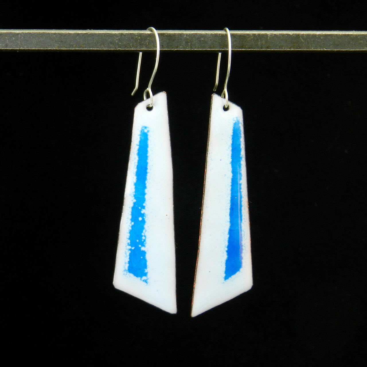 Geo Stripe Long Dangle Enameled Earrings