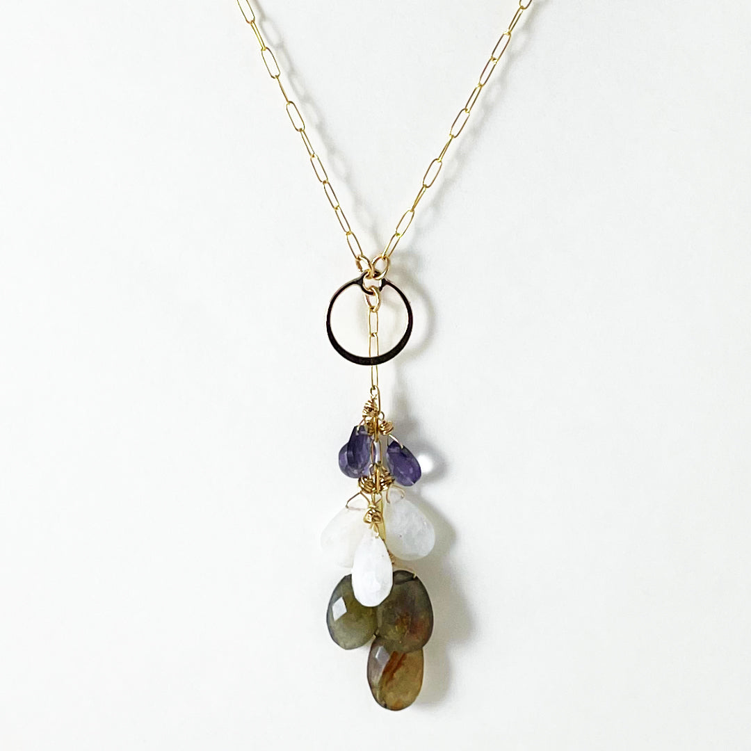 Gemstone on sale lariat necklace