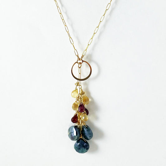Merlot Gemstones Drop Lariat Necklace