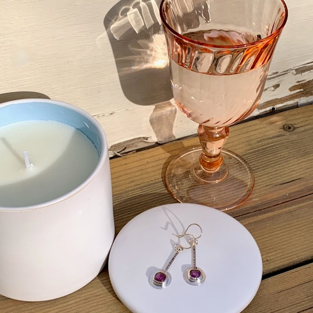 Small Rosecut Ruby Pendulum Earrings - #2