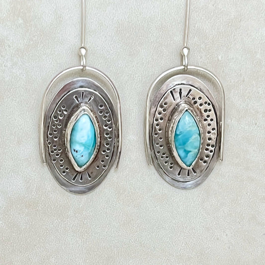 Rising Sun Larimar Earrings