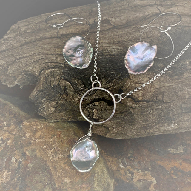 Pearl Drop Circle Earrings