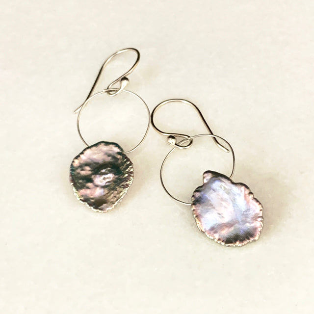 Pearl Drop Circle Earrings