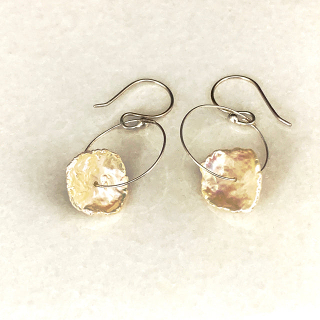 Pearl Drop Circle Earrings