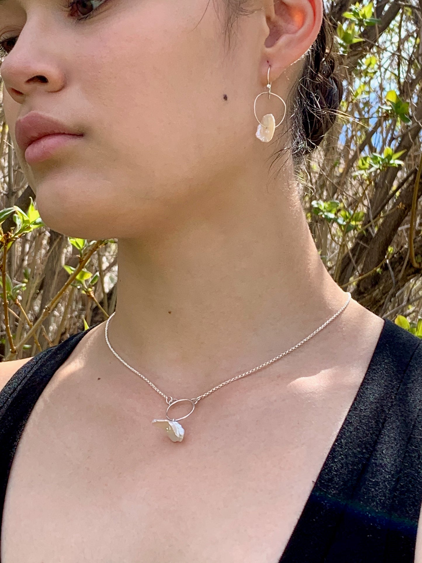 Pearl Drop Circle Earrings