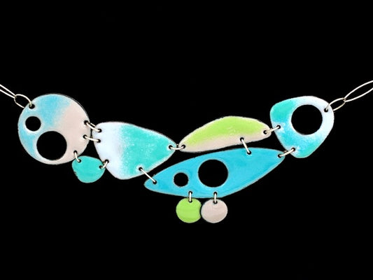 Geo Fusion Enameled Necklace & Earrings - Ocean Breeze