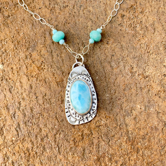 Rising Sun Larimar Pendant Necklace