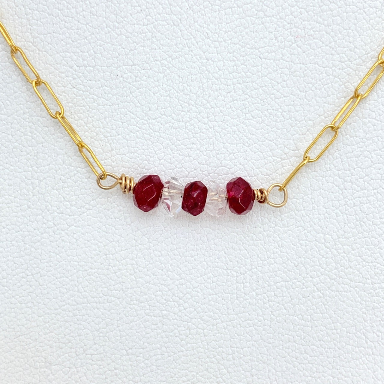 Herkimer Diamonds & Ruby Gembar Necklace