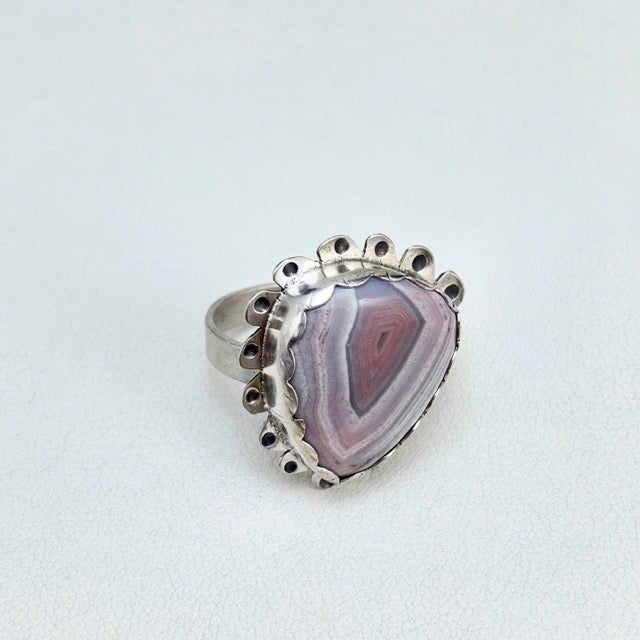 Pale Grey Jasper Decorative Teardrop Ring
