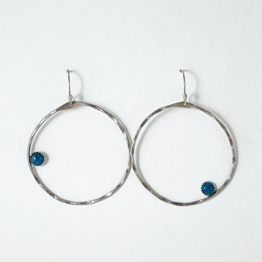 Textured Large Hoops with Gemstone Earrings