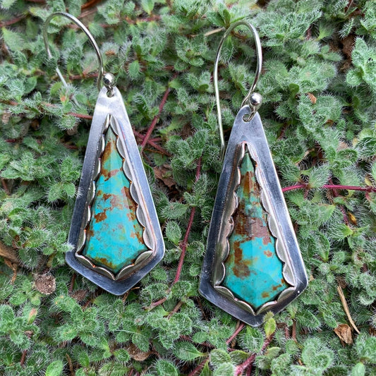 Diamond Shape Chrysocolla Earrings