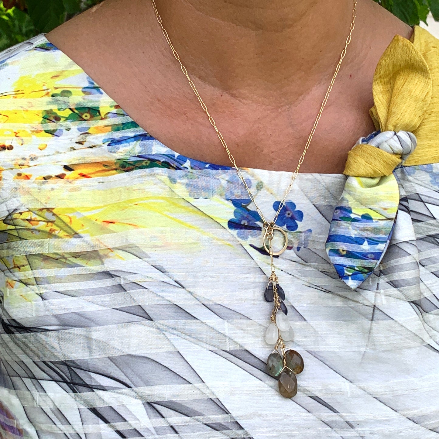 Gemstones Drop Harmony Lariat Necklace