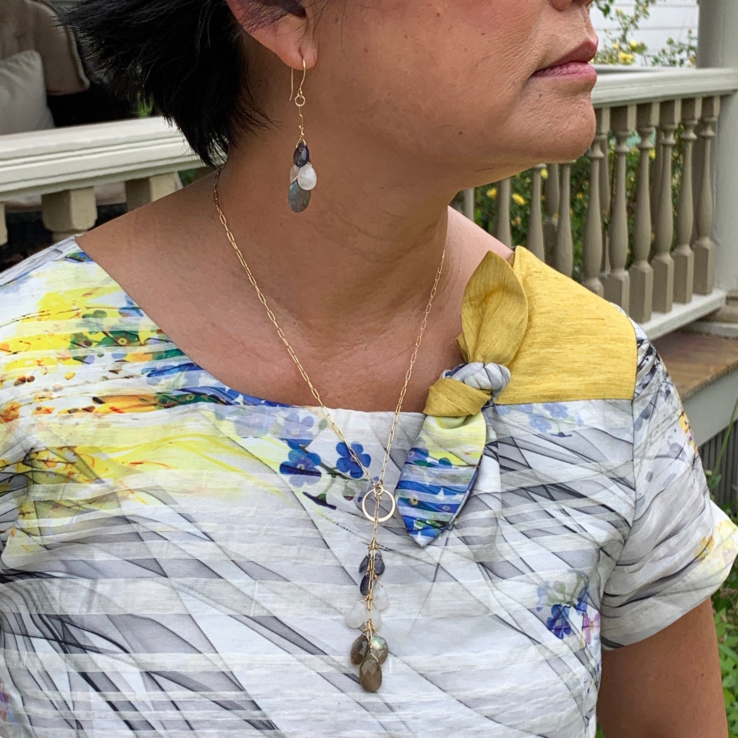 Gemstones Drop Harmony Lariat Necklace