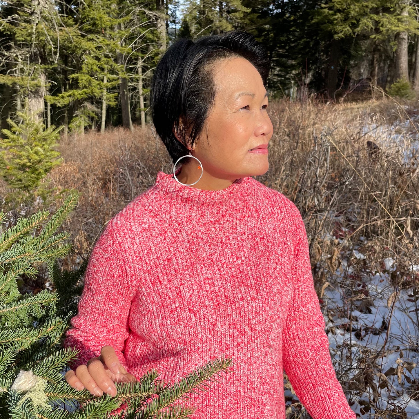 Textured Large Hoops with Gemstone Earrings