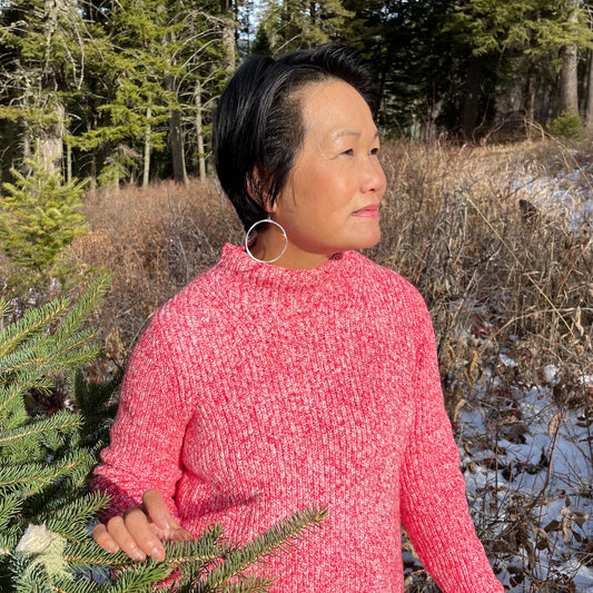 Textured Large Hoops with Gemstone Earrings