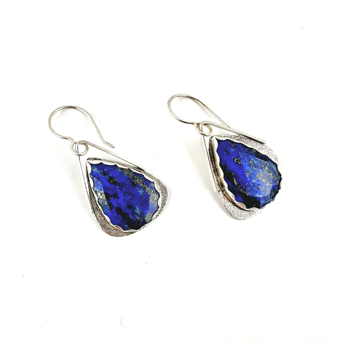 Lapis Large Wing Textured Earrings