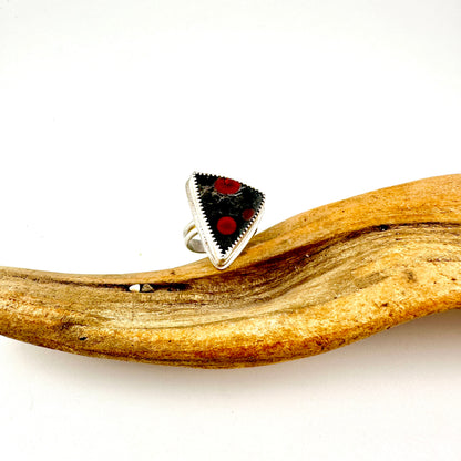Triangle Peanut Obsidian Ring Size 7.5