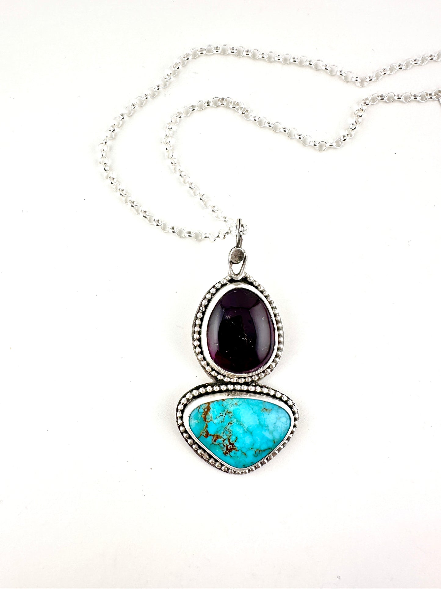 Amethyst & Turquoise Portal 2 Pendant Necklace