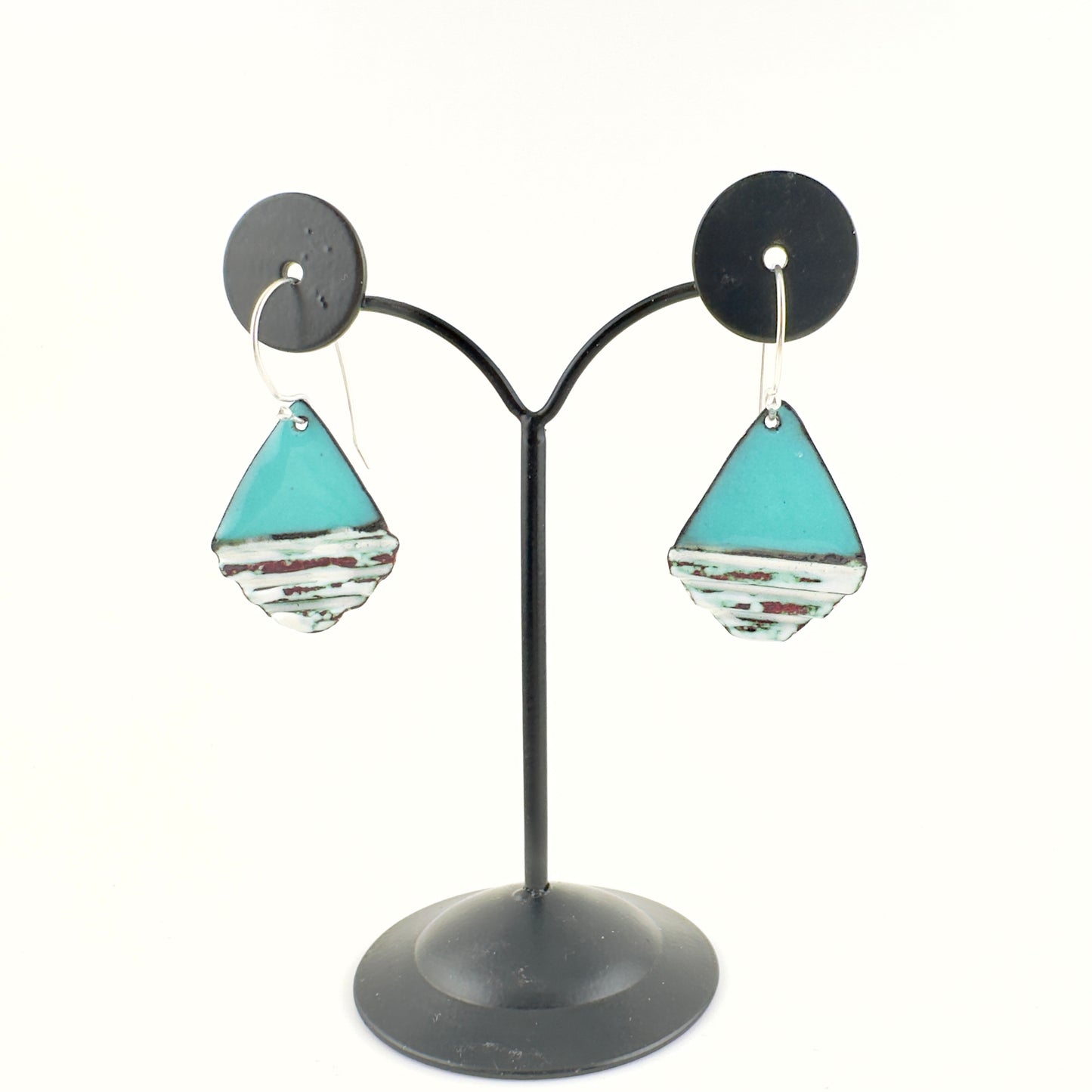 Diamond Corrugated Enameled Earrings