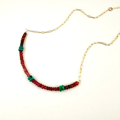 Multi Tourmaline & Turquoise 14/20 Gold Filled Necklace