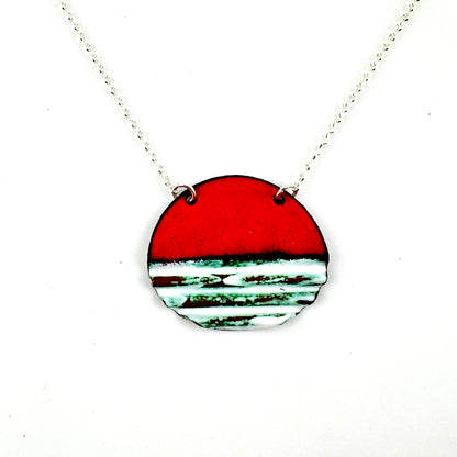 Oval Corrugated Enameled Necklace