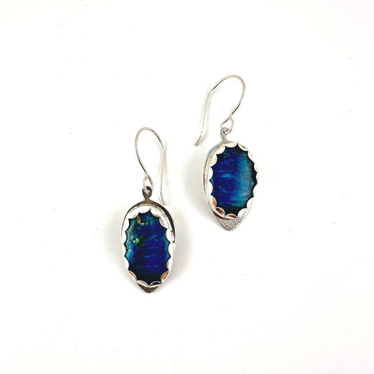 Short Oval Neon Apatite Earrings