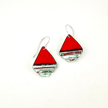 Diamond Corrugated Enameled Earrings