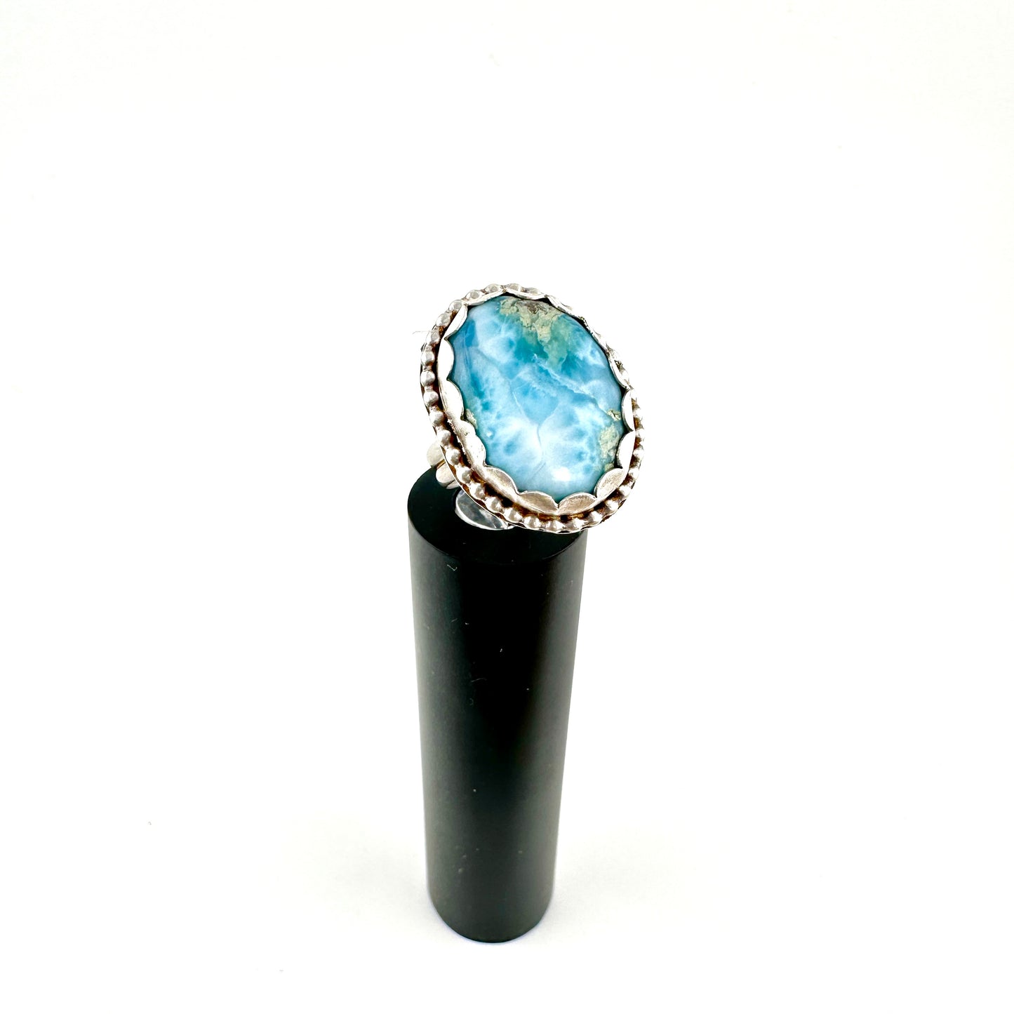 Larimar Oval with Beaded Decorative Ring Size 6.5