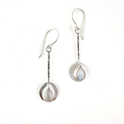 Rainbow Moonstone Pendulum Earrings