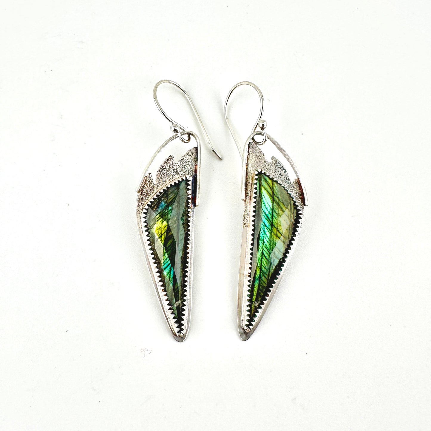 Faceted Labradorite Angel Wing Earrings