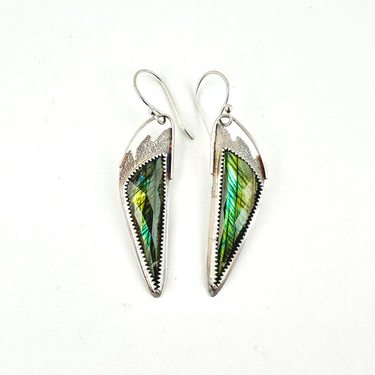 Faceted Labradorite Angel Wing Earrings