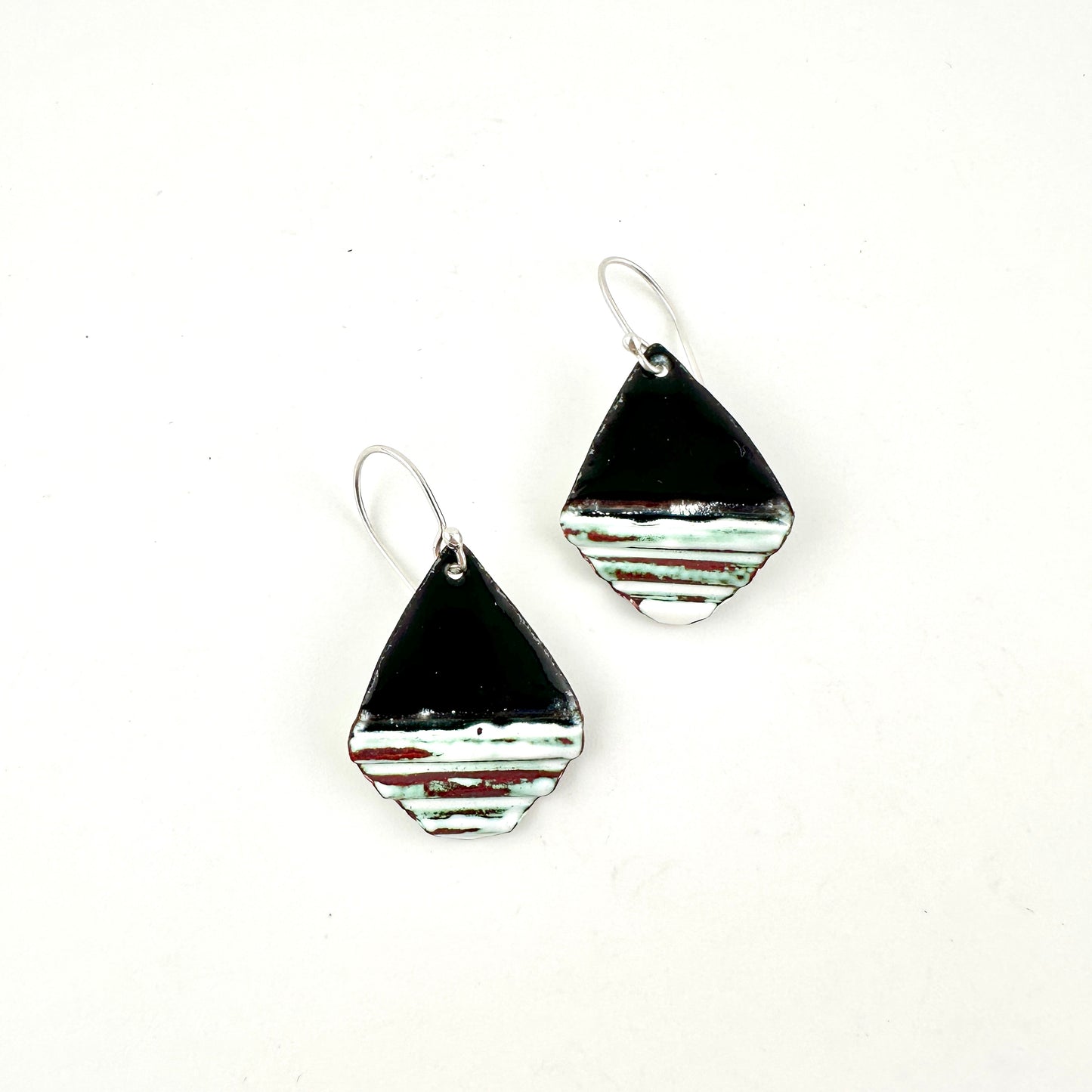 Diamond Corrugated Enameled Earrings
