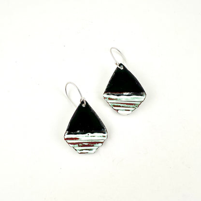Diamond Corrugated Enameled Earrings