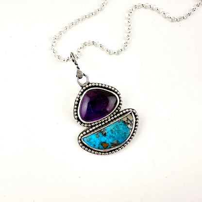 Amethyst & Morenci Turquoise Portal 3 Pendant Necklace