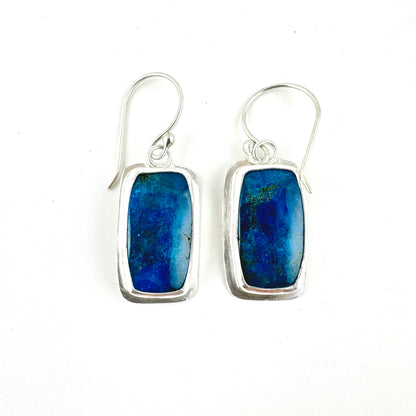 Rectangle Neon Apatite Drop Earrings