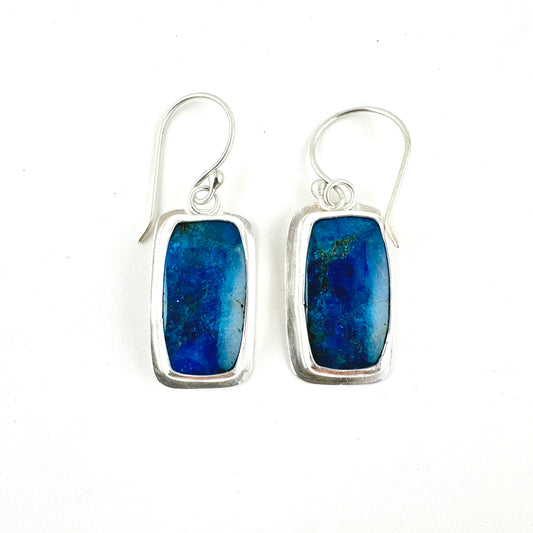Rectangle Neon Apatite Drop Earrings