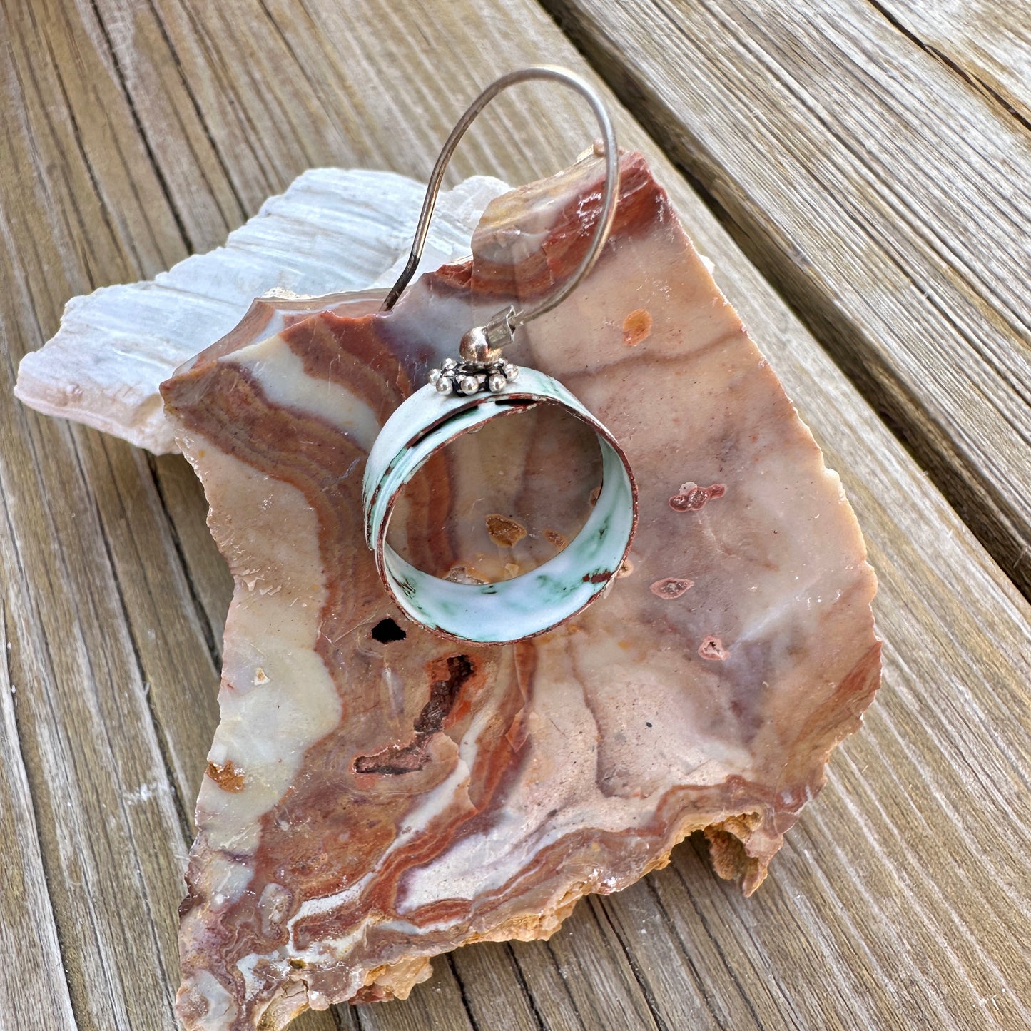 Overlapped Circle Enameled Earrings