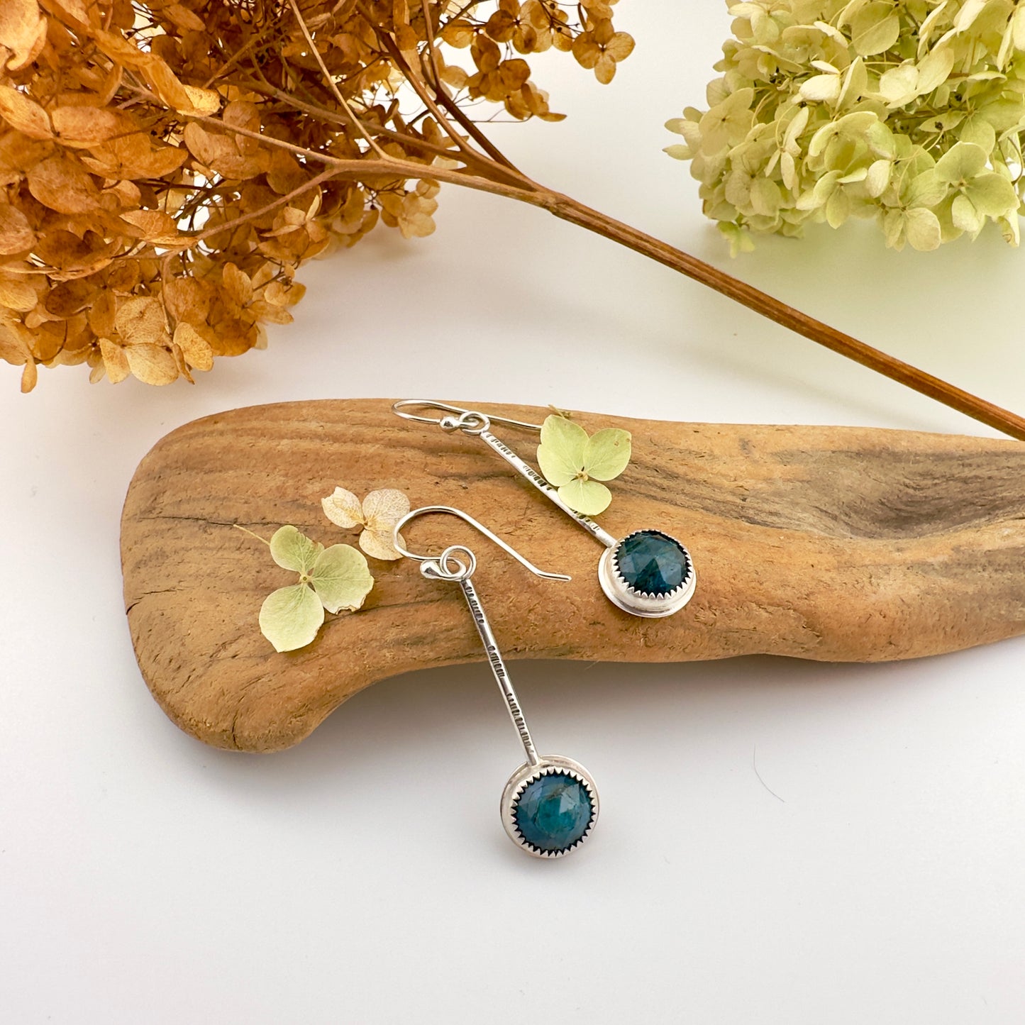 Medium Round Rosecut Blue Sapphire Pendulum Earrings