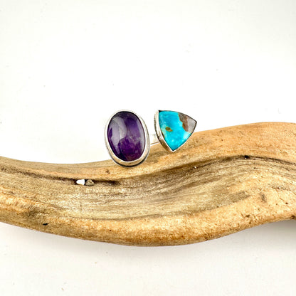 Amethyst Turquoise Adjustable Ring Size 7.5