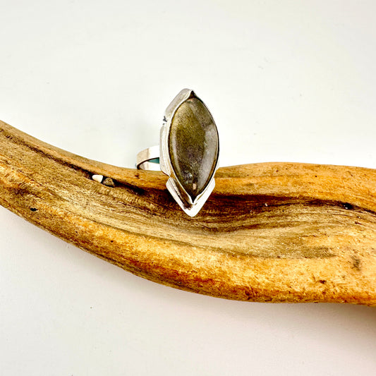 Diamond Labradorite Decorative Base Ring Size 9