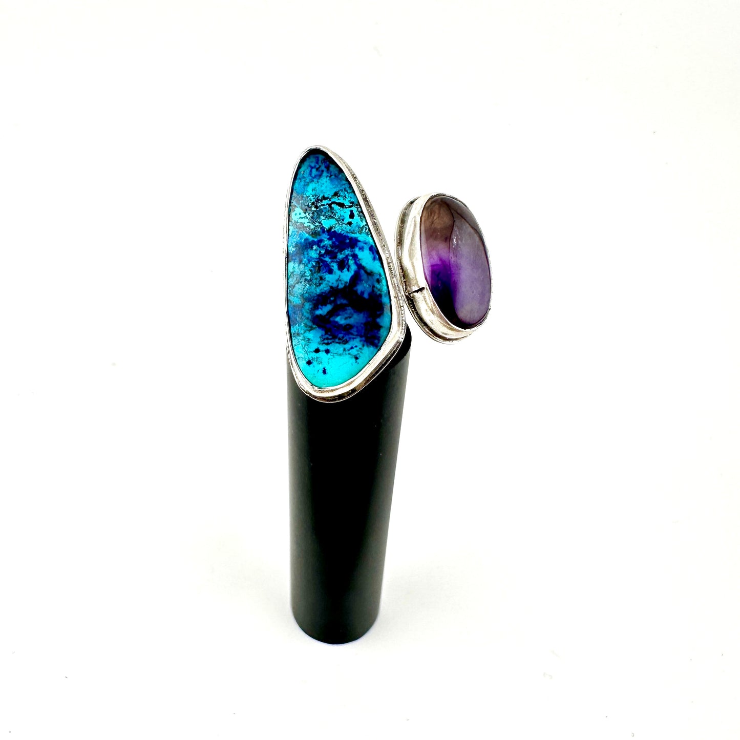 Chrysocolla & Amethyst Adjustable Ring Size 11.25