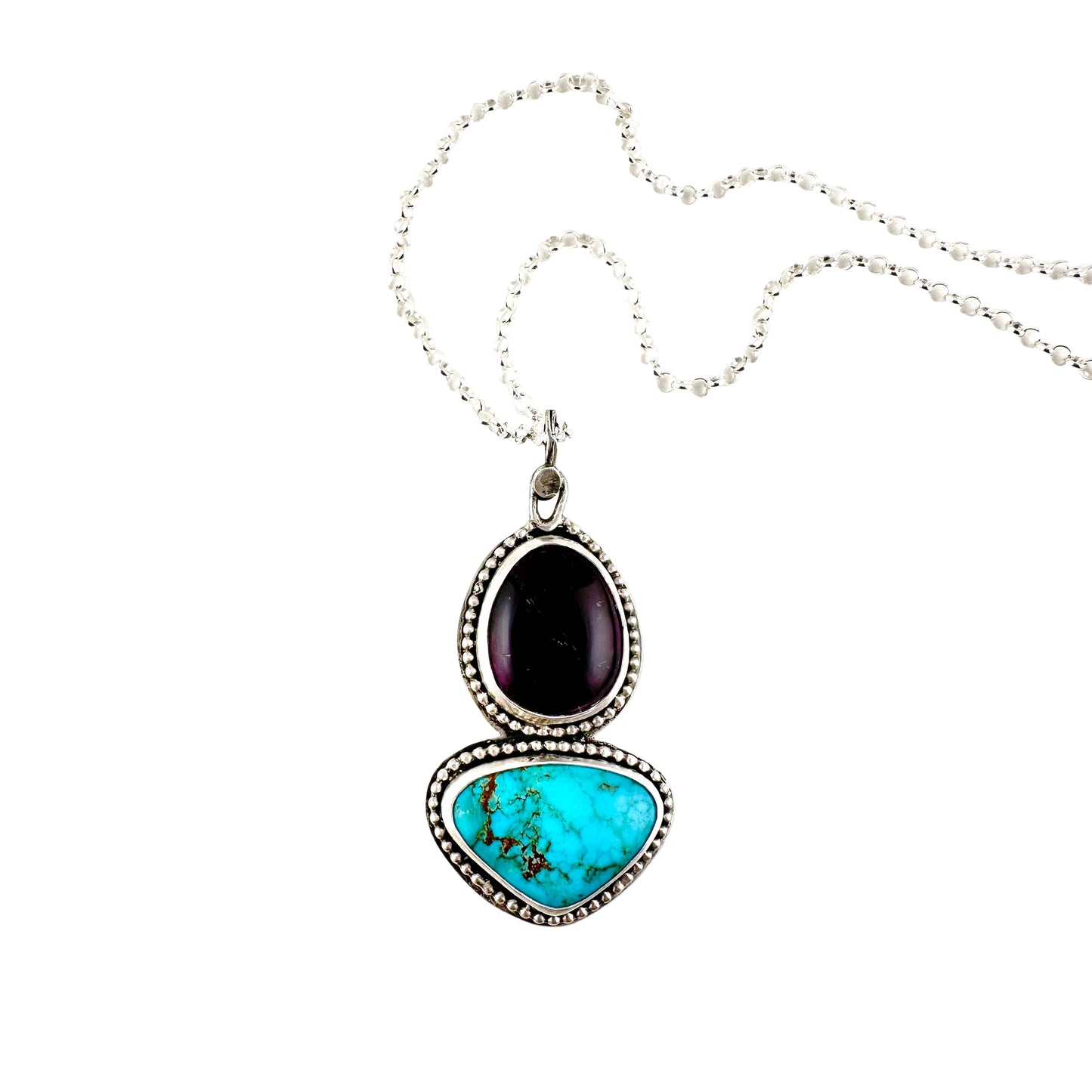 Amethyst & Turquoise Portal 2 Pendant Necklace