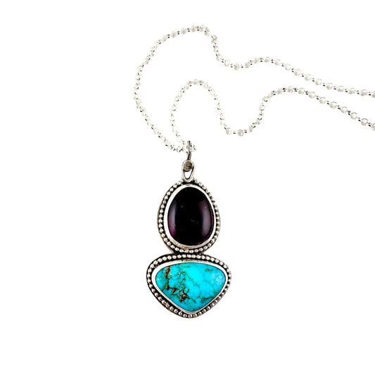 Amethyst & Turquoise Portal 2 Pendant Necklace