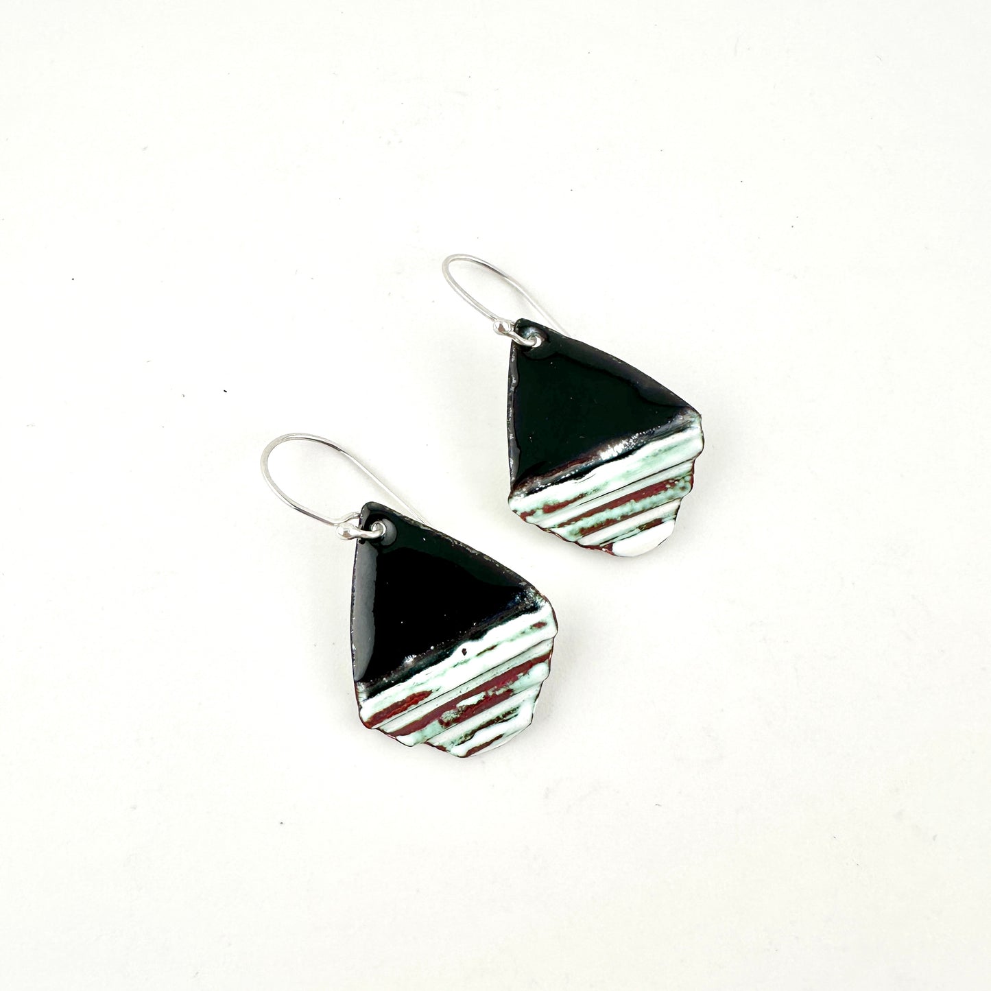 Diamond Corrugated Enameled Earrings