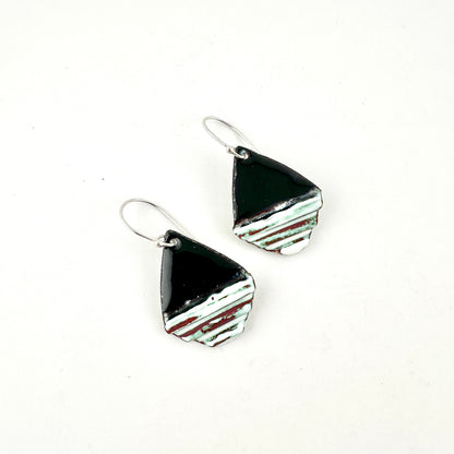 Diamond Corrugated Enameled Earrings