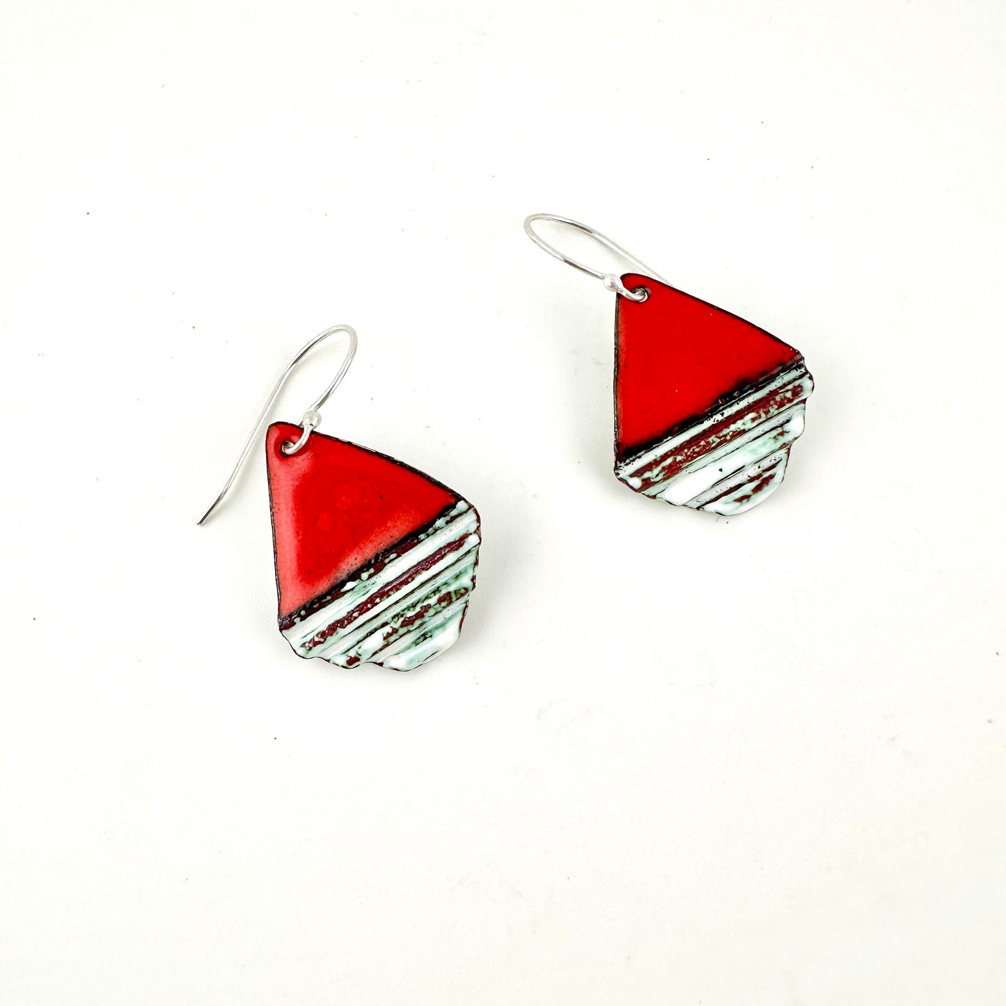 Diamond Corrugated Enameled Earrings